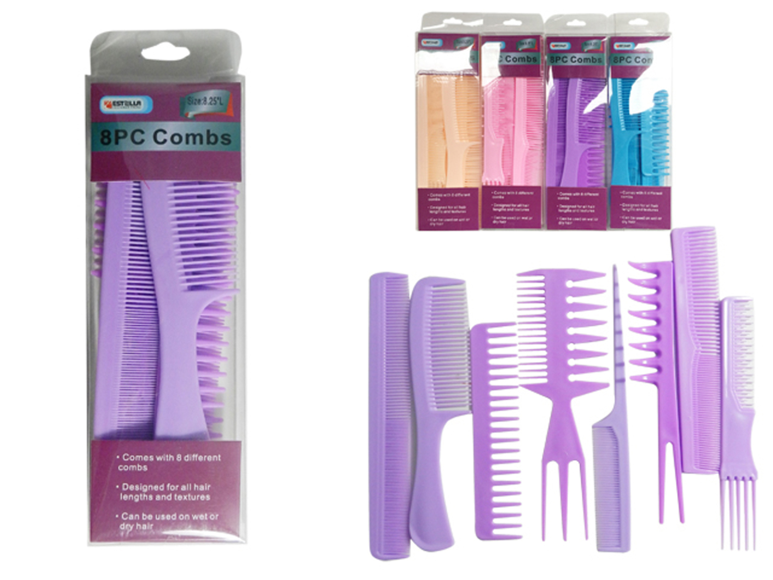 Wholesale Styling Comb Kit 8 Piece (SKU 2320312) DollarDays