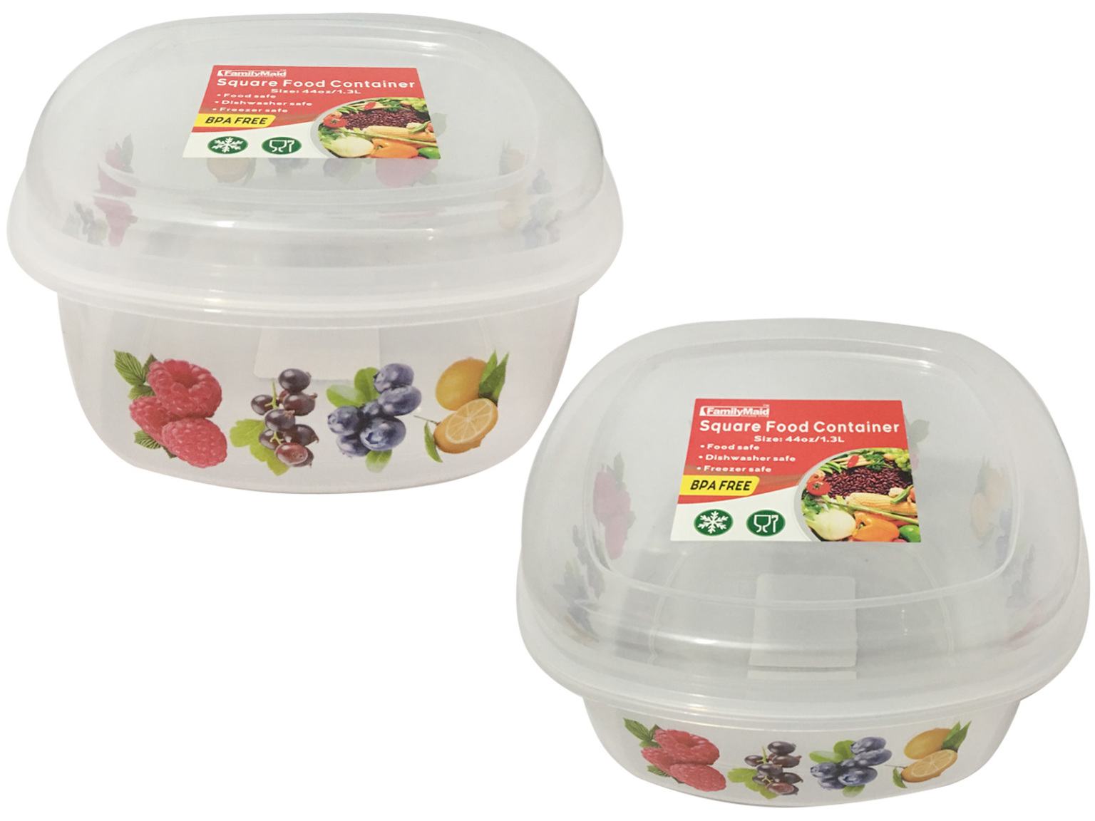 Familymaid Case of [48] Square Food Container with Print - 6.5 x 6.5