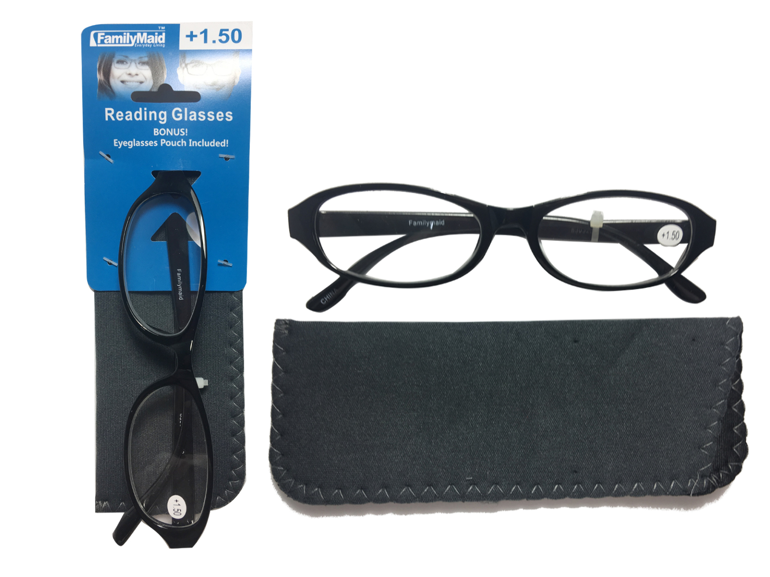 Wholesale Reading Glasses +1.5, +2, +2.5, +3, +3.5 Black