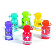 Mini Hexagon Religious Bubble Bottles - Assorted Colors