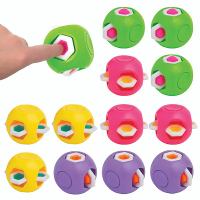 Fidget Popping Spinner Cubes, 2.5" - Assorted