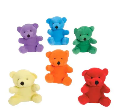 Mini Bright Stuffed Bears, 4" - Assorted