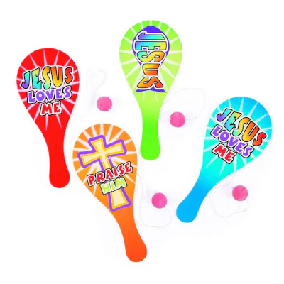 Wooden Religious Paddleball - Assorted