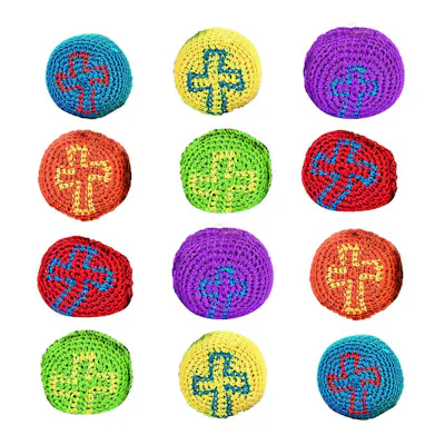 Mini Knitted Religious Cross Kickballs, 2" - Assorted
