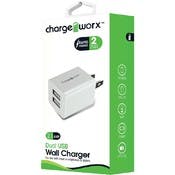 Dual USB Wall Chargers - White, 2.1 AMP