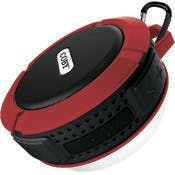 Splashproof Bluetooth Speakers - Portable, Red, Suction Cup