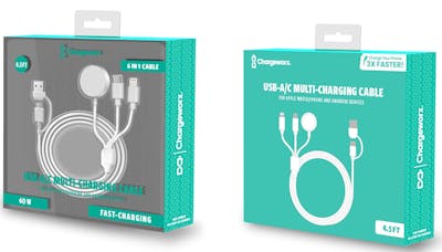 6-in-1 Charging Cable - 4 ft, White