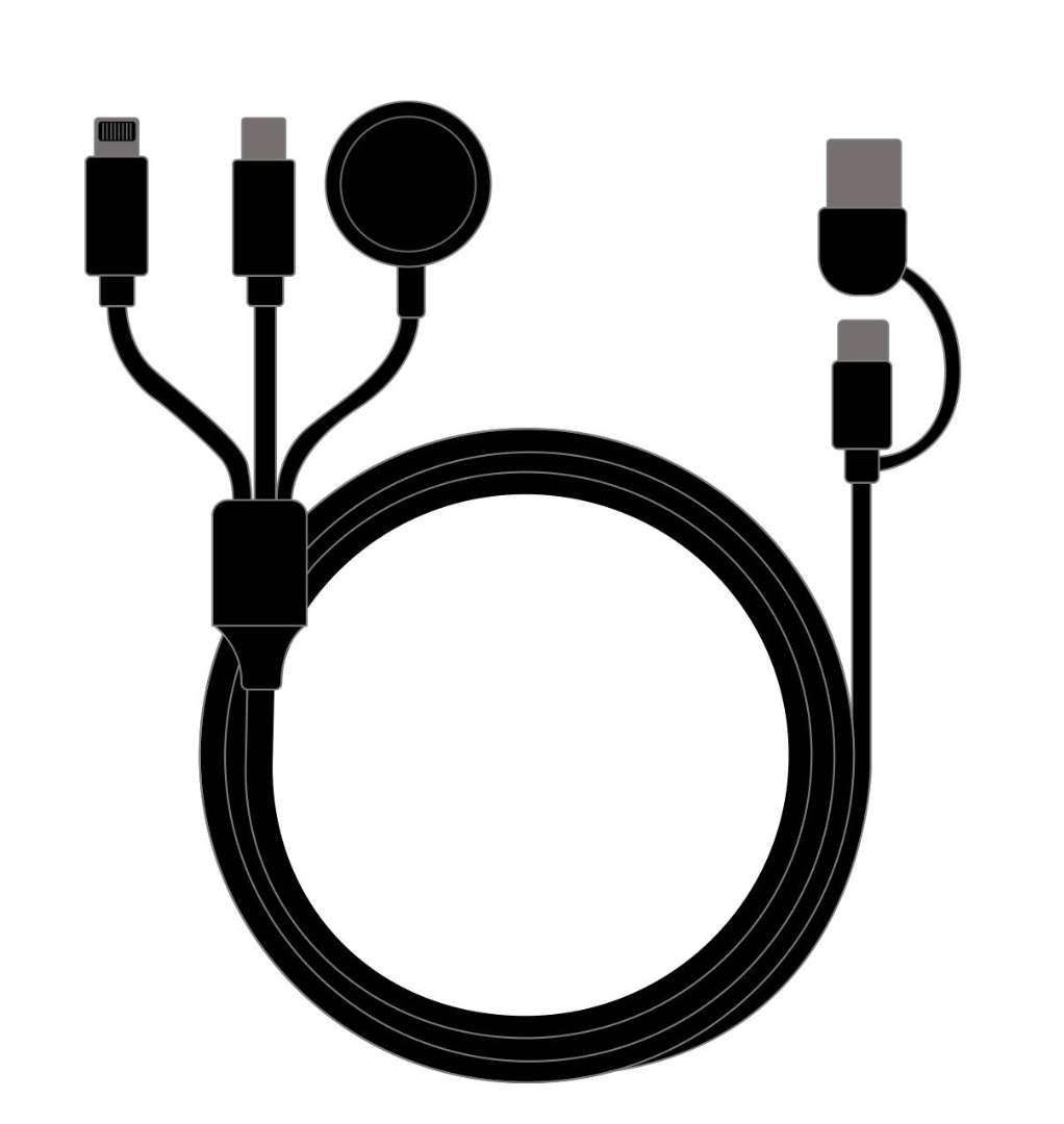 6-in-1 Charger - 4 ft, Black