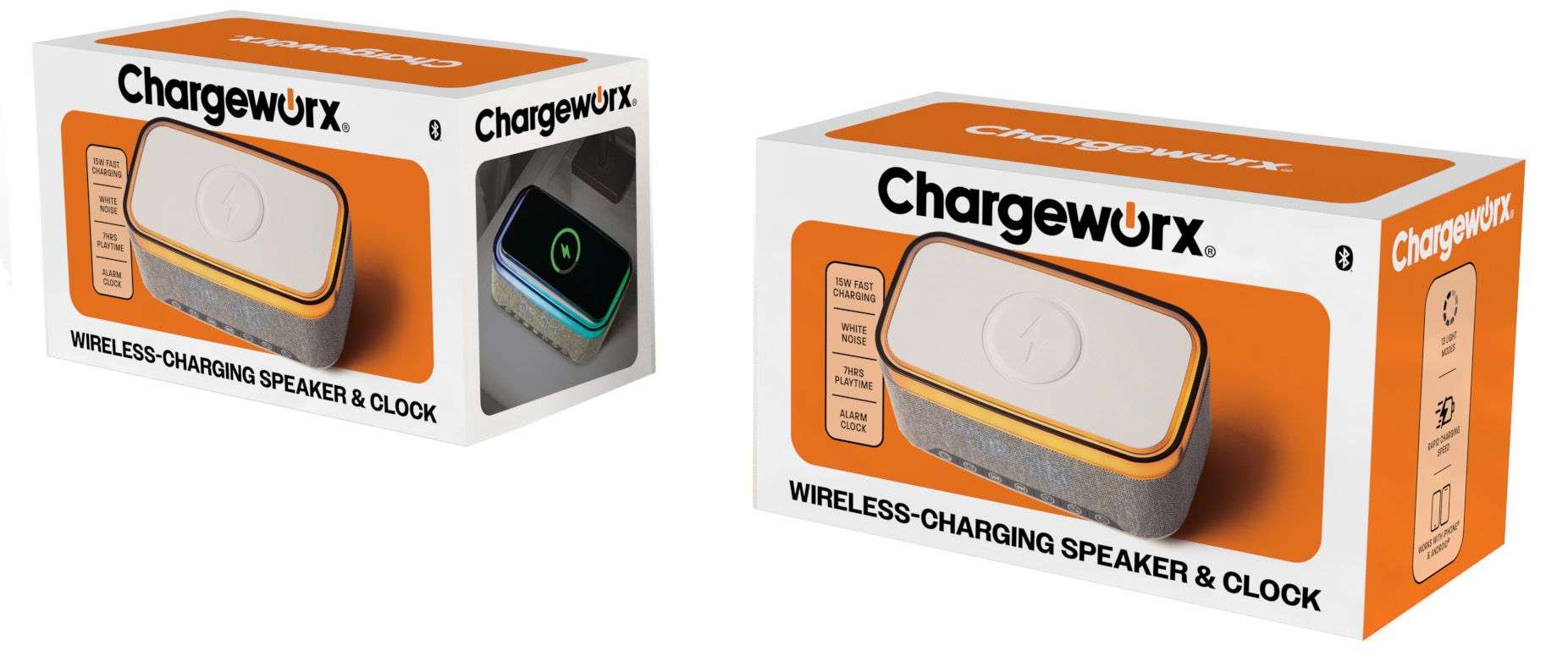 Speaker Clocks with Wireless Charging - White