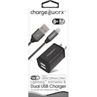 MFi Lightning Connector & Dual USB Chargers - Black, 6' Cord, 2.4A image number null