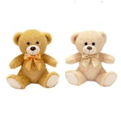 Plush Teddy Bears with Bow, Tan and Beige - 8"