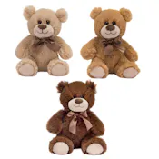 Sitting Brown Bears with Bow, 3 Assorted - 9.5"
