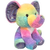 Elephant Plush Toys - Rainbow Colors, 10", Sitting Position