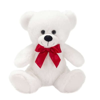 Plush White Sitting Teddy Bears - 8"