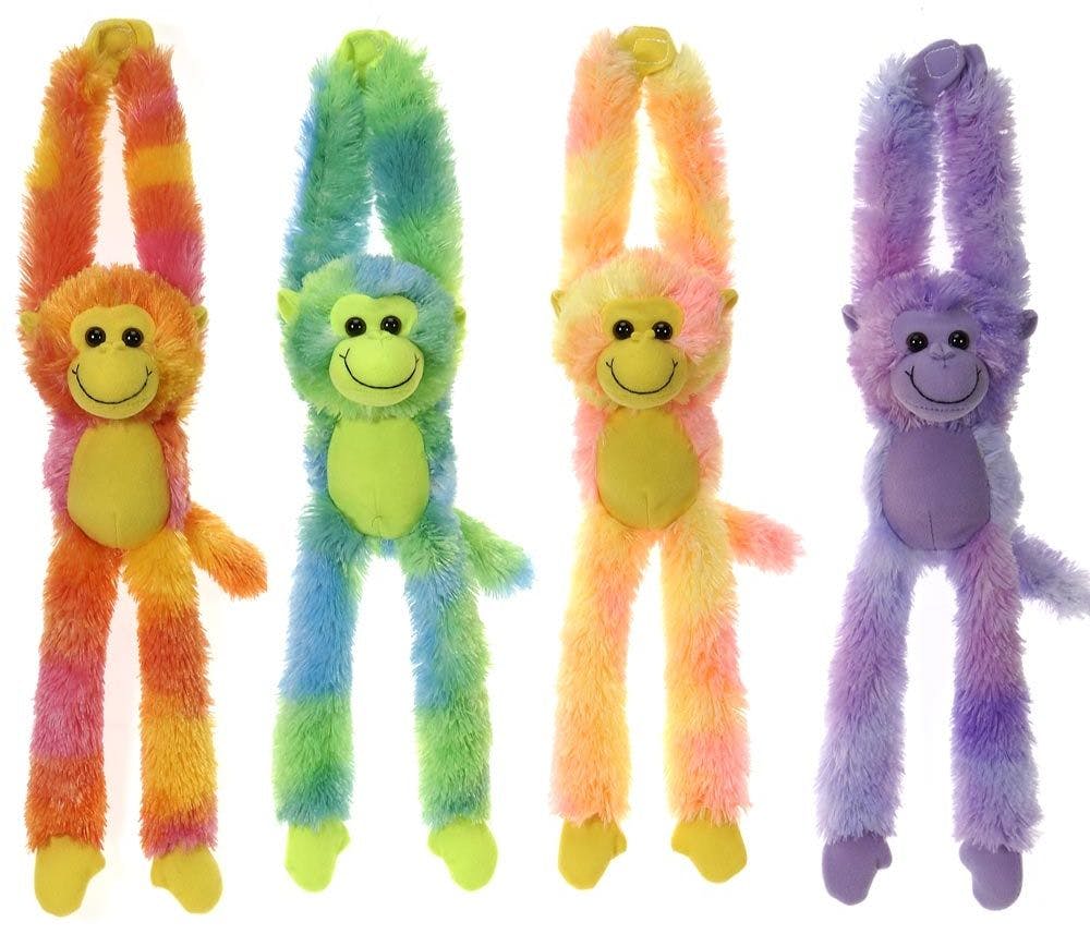Wholesale 16" Tie Dye Long Leg Monkey Plush Toy Assorted Colors (SKU