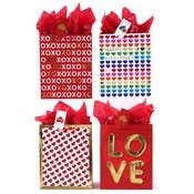 Large Valentine Gift Bags - Hot Stamp, 4 Designs