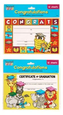 Congrats Certificates - 12 Pack