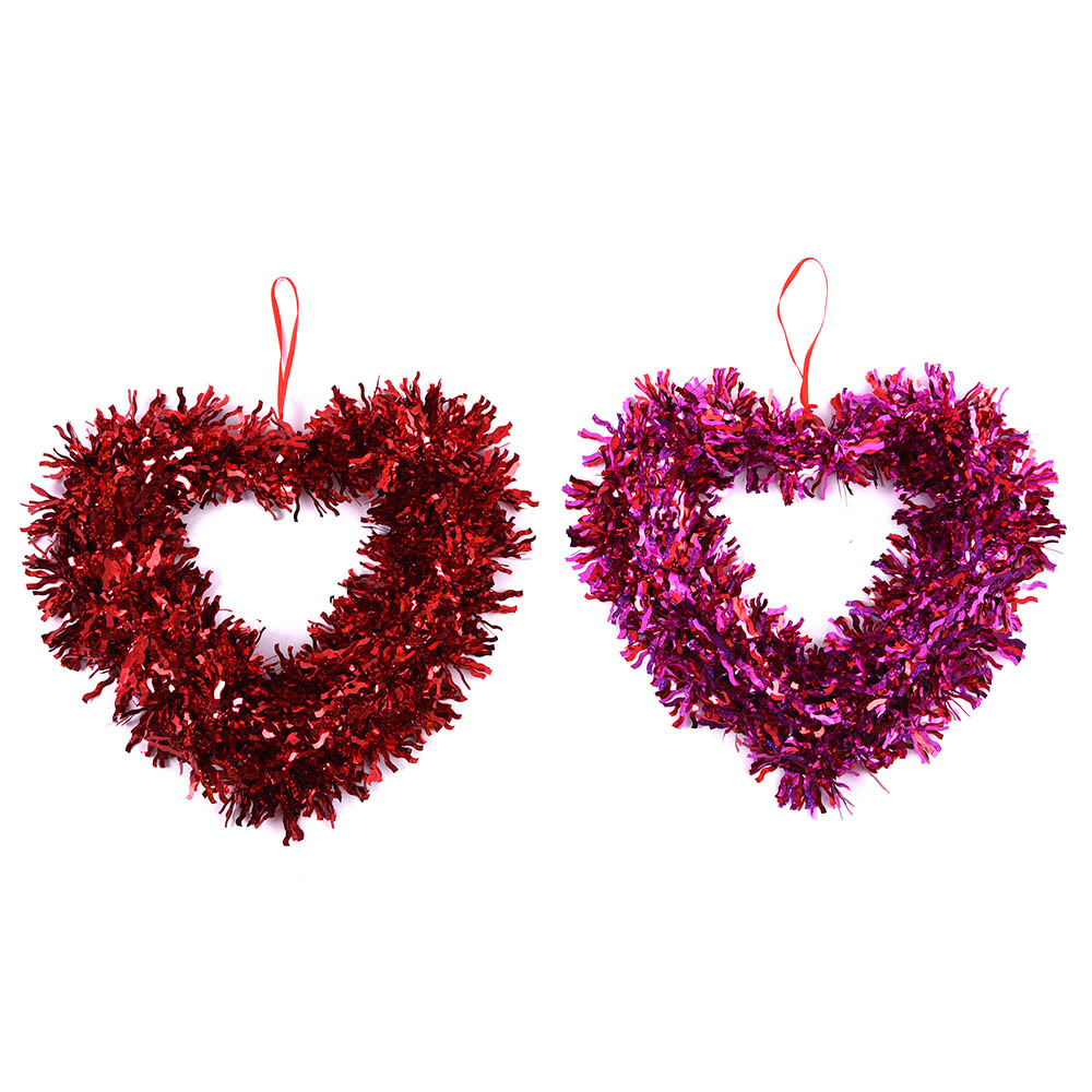 Wholesale 10" Valentine Tinsel Heart Wreath DollarDays