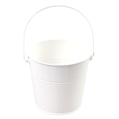 Wholesale Small Tin Buckets with Handle - White - DollarDays
