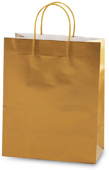 Wholesale Large Gift Bags - Gold, 10.5 x 13 x 5.5 - DollarDays