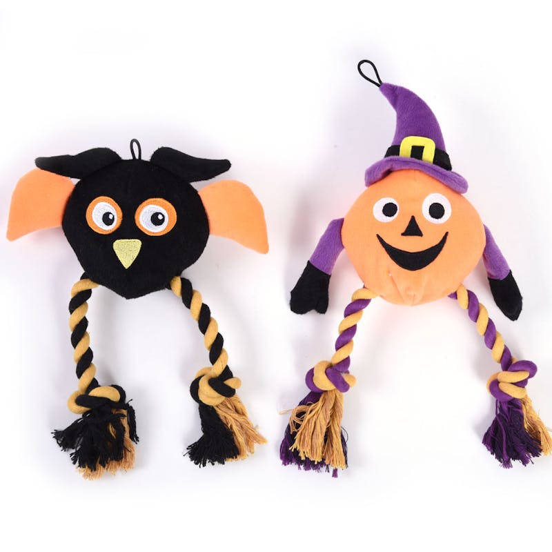 Halloween Plush Pet Toys - Owl and Pumpkin
