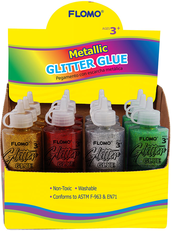 Wholesale FLOMO Glitter Glue - Washable, 4.06 oz, 4 Metallic Colors
