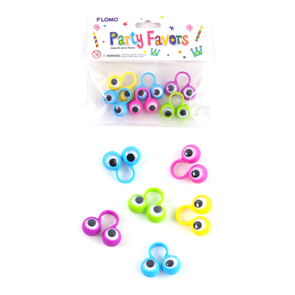 Wholesale Googly Eye Ring Party Favor 6 Pack Assorted Colors (SKU
