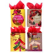 Christmas Gift Bags - Large, 4 Designs, 10.5"