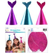 Mermaid Party Hats - Assorted Glitter Colors, 4 Pack