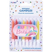 Happy Birthday Candles - 8 Pack, Assorted Colors
