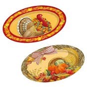 Oval Serving Platters - Harvest Printed, 18"
