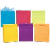 Large Gift Bags - Assorted Solid Colors, 13" x 10.5" x 5.5"