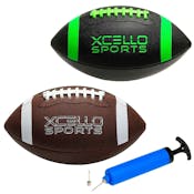 Footballs - Brown, Black with Green, Junior Size, 10"