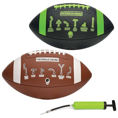 Footballs - Black and Brown with Plays, Junior Size, 10"