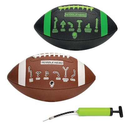 Footballs - Black and Brown with Plays, Mini Size, 9"