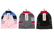 Girls 2pc Stripe Hat Glove Set - Assorted, One Size