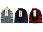 Boys 2pc Stripe Hat Glove Set - Assorted Colors, One Size