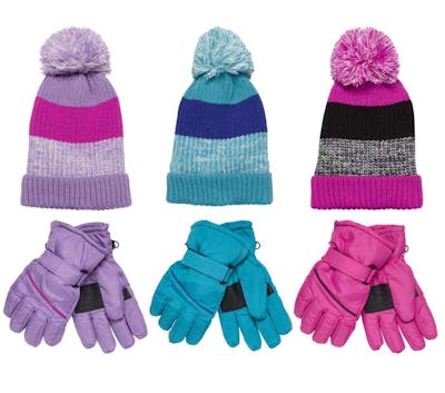 Girls Ski Gloves with Sherpa Lined Hats