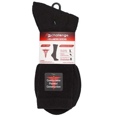 Diabetic Comfort Crew Socks, Black