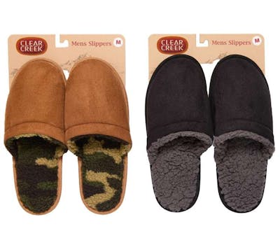 Men's Micro Suede Sherpa Lined Slippers, Size S-L