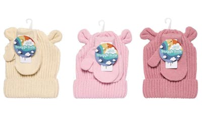 Infant/Toddler Girl Hats with Mouse Ears and Mitten Sets