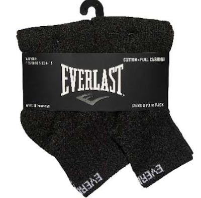 EVERLAST Men's Banded Quarter Socks - 6 Pack, Black