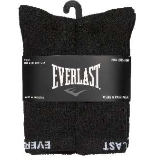 Everlast Men's Full Cushion Banded Crew Socks - 6 Pack, Black