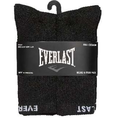 Everlast Men's Full Cushion Banded Crew Socks - 6 Pack, Black
