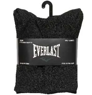Everlast Men's Performance Half Cushion Crew, Large, Black