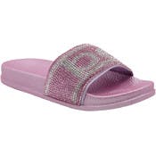 Girls' Slide Sandals - Fuchsia with Rhinestones, Small-XL