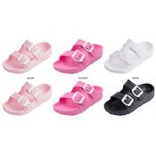 Girls' Double Buckle Sandal Slides - 4 Colors, 11/12-4/5