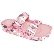 Women's Double Buckle Sandals - Pink Floral, S-XL