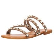 Women's Strappy Sandals with Pyramid Studs - Brown, Sizes 6-11