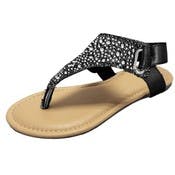 Women's Rhinestone Sandals - Black, Sizes 6-11